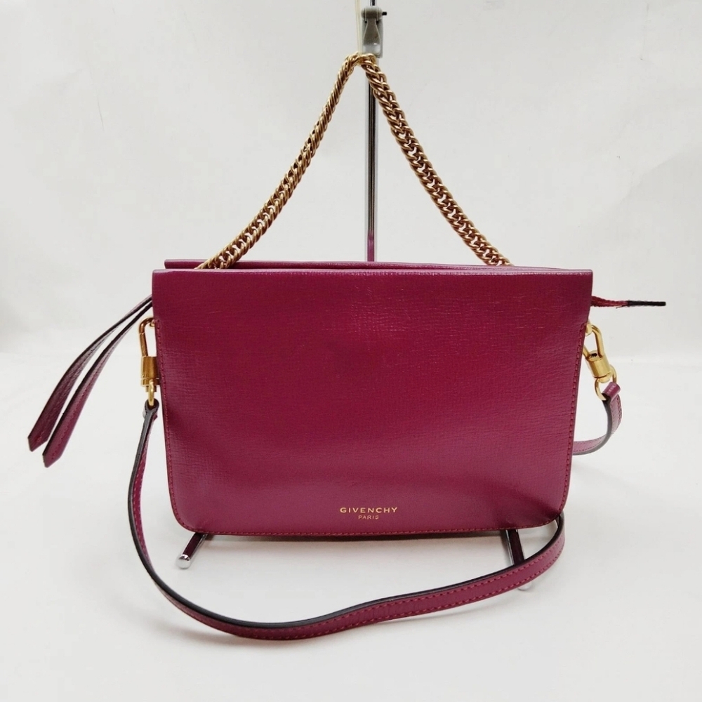 Givenchy Goatskin Suede Cross 3 Crossbody Bag Purple Chestnut